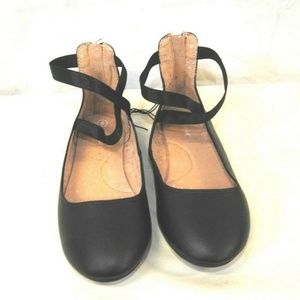 Girls Black Drina Stretch Ankle Wrap Ballet Flat.